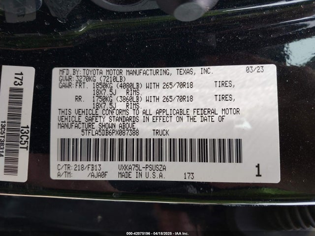 5TFLA5DB6PX087388 Toyota Tundra Sr5