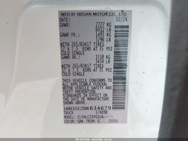 1N6ED1EJ0RN634679 Nissan Frontier Sv 4x2