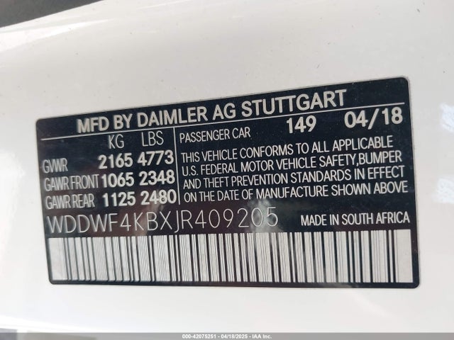 WDDWF4KBXJR409205 Mercedes-Benz C 300 4matic