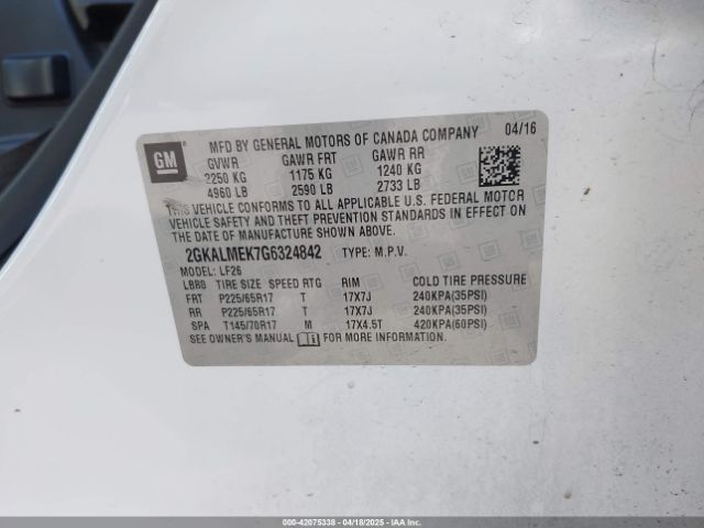 2GKALMEK7G6324842 GMC lea - e85 max, aluminum