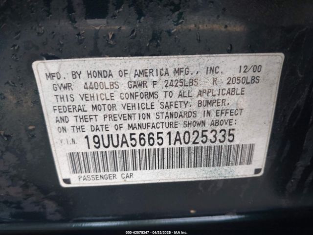 2001 ACURA TL 19UUA56651A025335 Photo 8