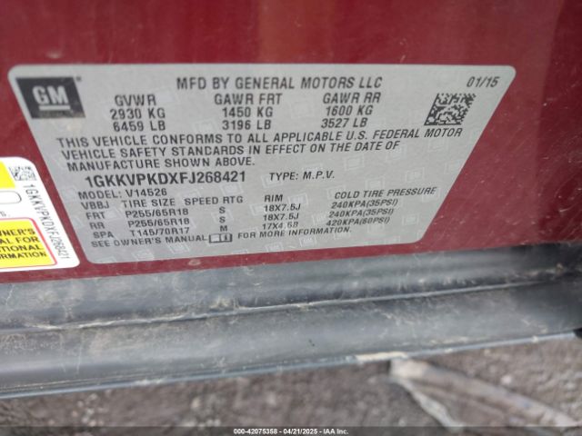 1GKKVPKDXFJ268421 GMC Acadia Sle-2