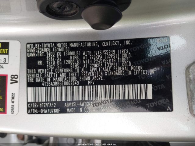 4T3BA3BB6EU062849 Toyota VENZA LE