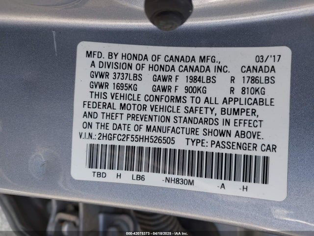 2HGFC2F55HH526505 Honda Civic Lx
