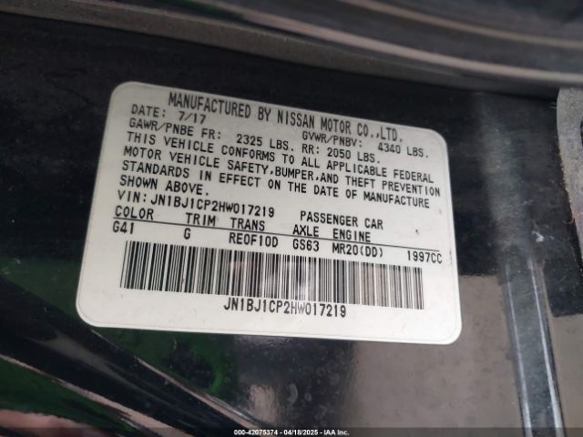 JN1BJ1CP2HW017219 Nissan Rogue Sport Sv