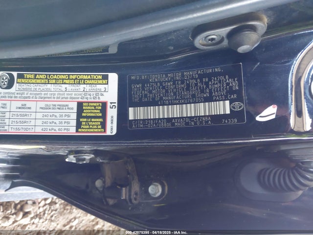 4T1B11HKXKU767055 Toyota CAMRY LE