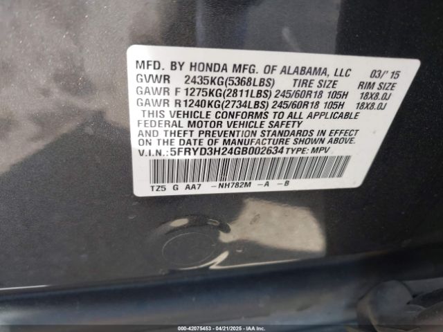 5FRYD3H24GB002634 Acura Mdx Acurawatch Plus Package