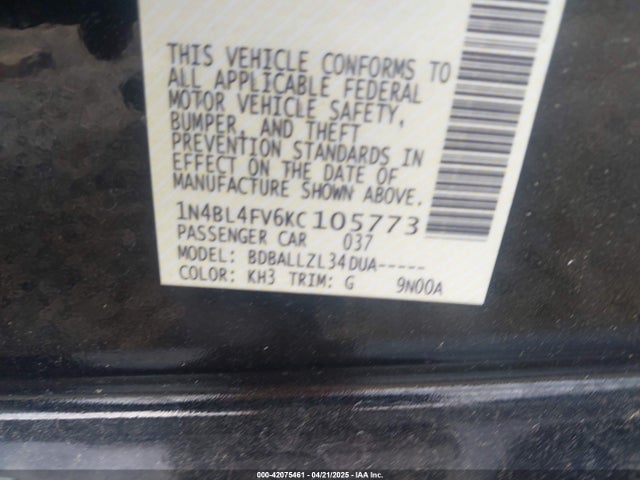 Nissan Altima 2.5 Platinum 2019 1N4BL4FV6KC105773 Image 9
