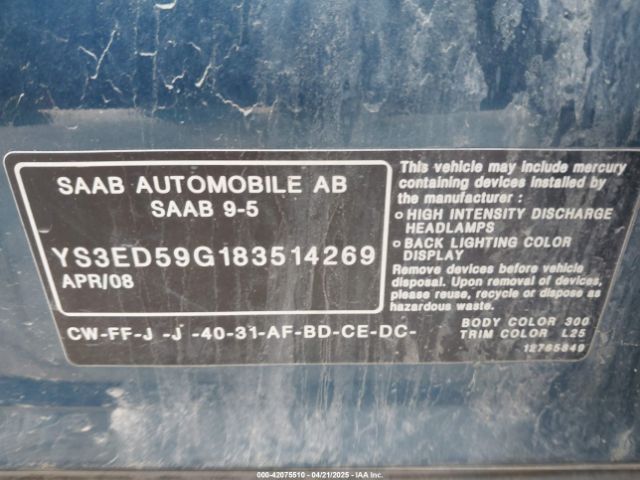 2008 SAAB 9-5 YS3ED59G183514269 Photo 8
