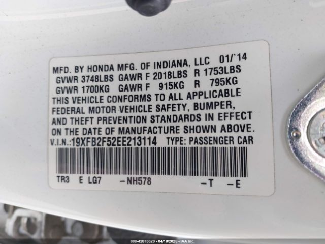 19XFB2F52EE213114 Honda Civic Lx