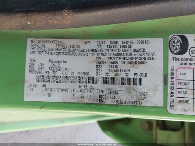 3FADP4BJ6FM205425 Ford FIESTA SE