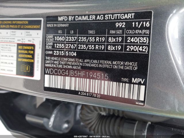 WDC0G4JB5HF194515 Mercedes-Benz GLC 300