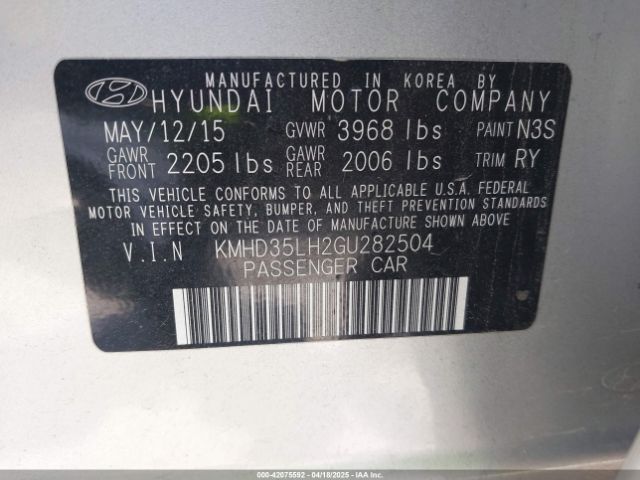 KMHD35LH2GU282504 Hyundai ELANTRA GT