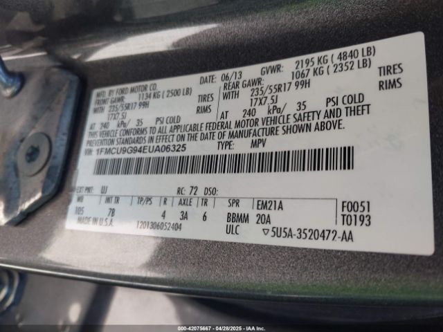 1FMCU9G94EUA06325 Ford ESCAPE SE