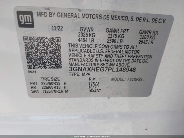 3GNAXHEG7PL148946 Chevrolet Equinox Fwd Ls