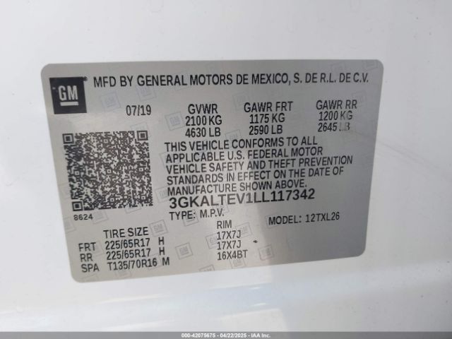 3GKALTEV1LL117342 GMC Terrain Awd Sle