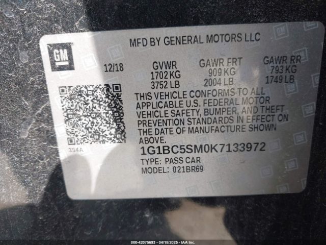 1G1BC5SM0K7133972 Chevrolet CRUZE LS