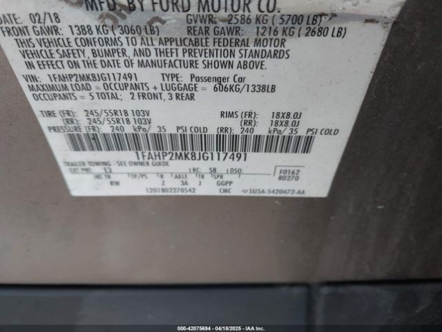 1FAHP2MK8JG117491 Ford Police Interceptor