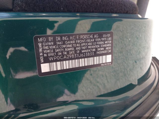 2001 PORSCHE BOXSTER WP0CA29831U623833 Photo 8