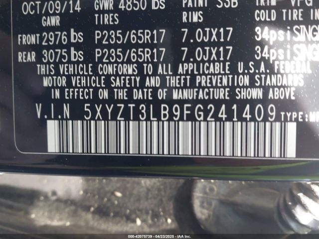 5XYZT3LB9FG241409 Hyundai Santa Fe Sport 2.4l