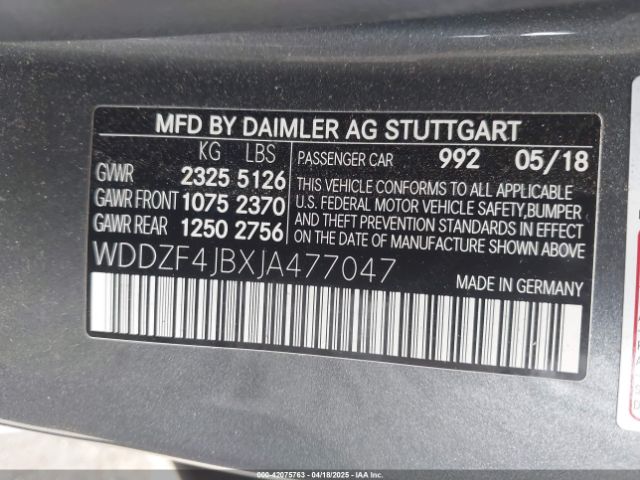 WDDZF4JBXJA477047 Mercedes-Benz m274