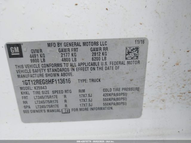 2017 GMC SIERRA 2500HD 1GT12REG8HF113616 Photo 8