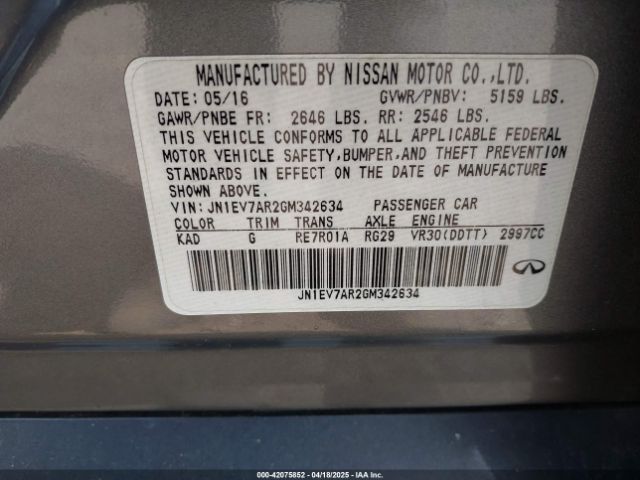 JN1EV7AR2GM342634 Infiniti Q50 3.0t Premium
