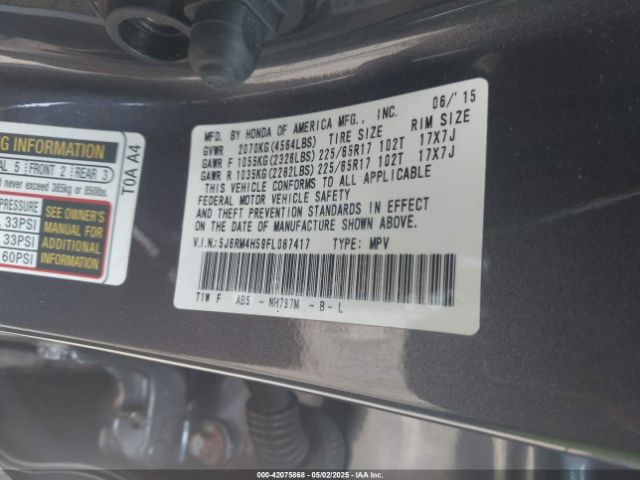 2015 HONDA CR-V 5J6RM4H59FL087417 Photo 8