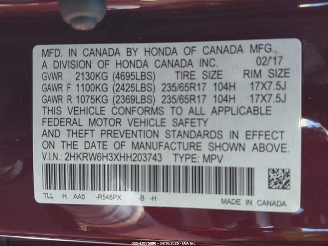 2HKRW6H3XHH203743 Honda k24w9/k24v9