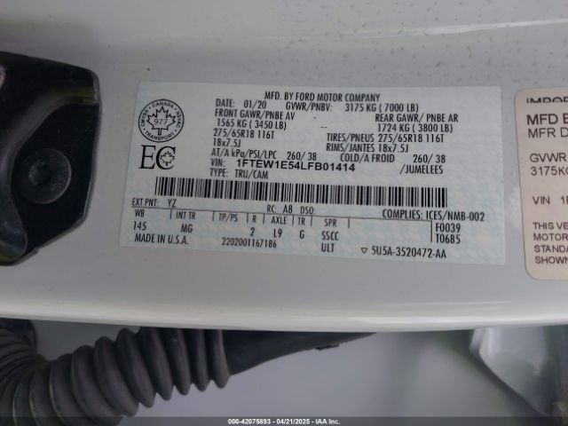 1FTEW1E54LFB01414 Ford F-150 Xlt