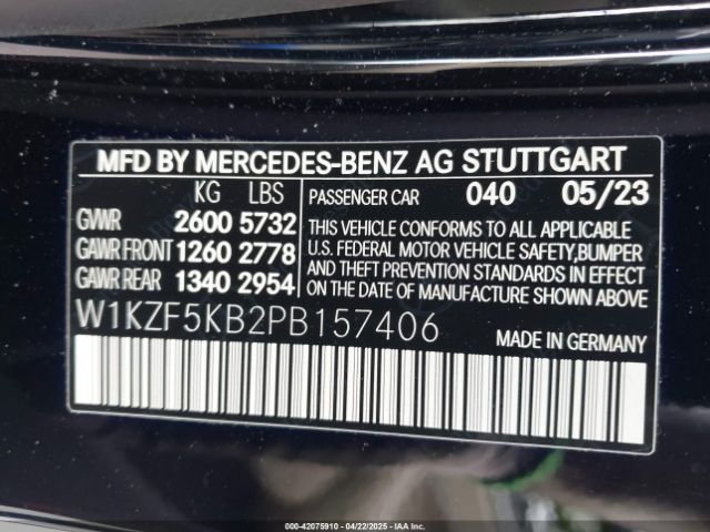 W1KZF5KB2PB157406 Mercedes-Benz E 450 4matic