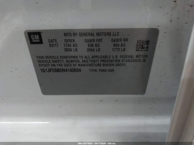 1G1JF5SB5H4143604 Chevrolet Sonic Premier Auto