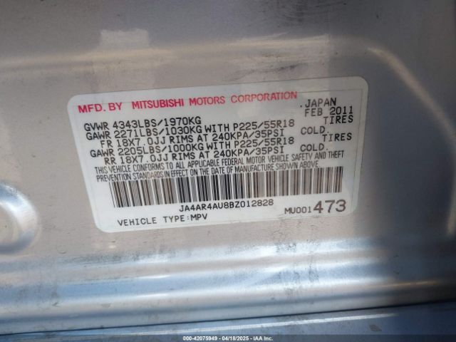 2011 MITSUBISHI OUTLANDER SPORT JA4AR4AU8BZ012828 Photo 8