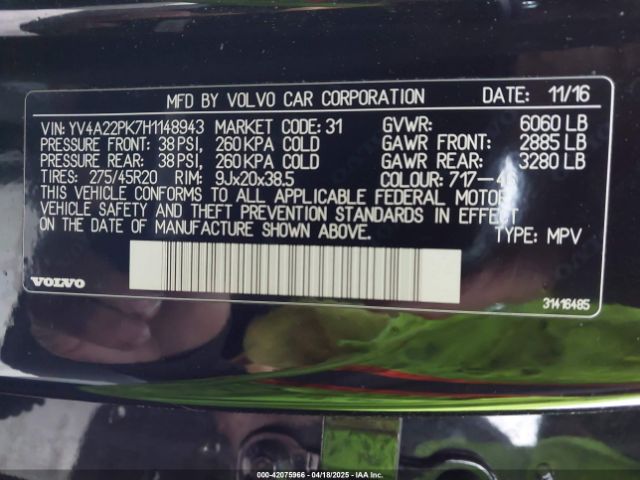 YV4A22PK7H1148943 Volvo Xc90 T6 Momentum