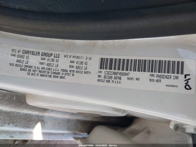 1C3CCCAB6FN502047 Chrysler 200