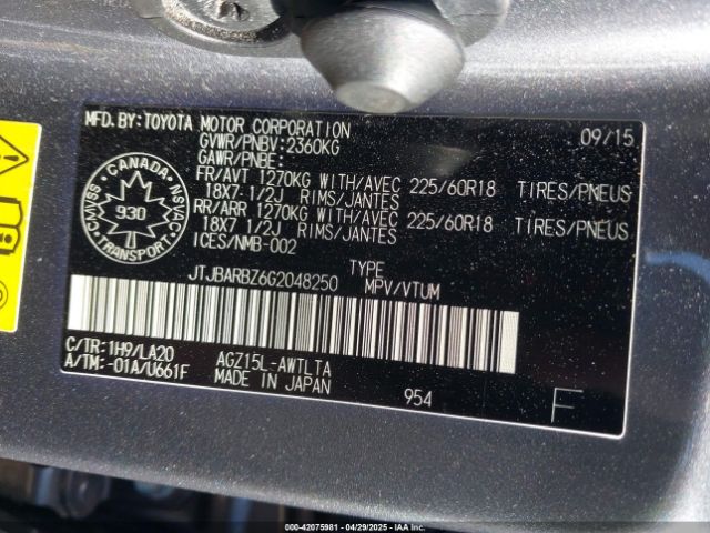 JTJBARBZ6G2048250 Lexus NX 200T