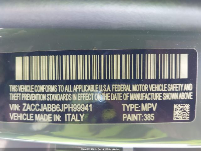 ZACCJABB6JPH99941 Jeep Renegade Altitude Fwd