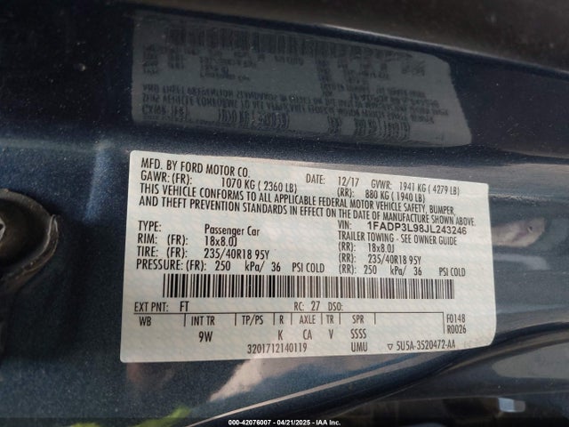 1FADP3L98JL243246 Ford FOCUS ST