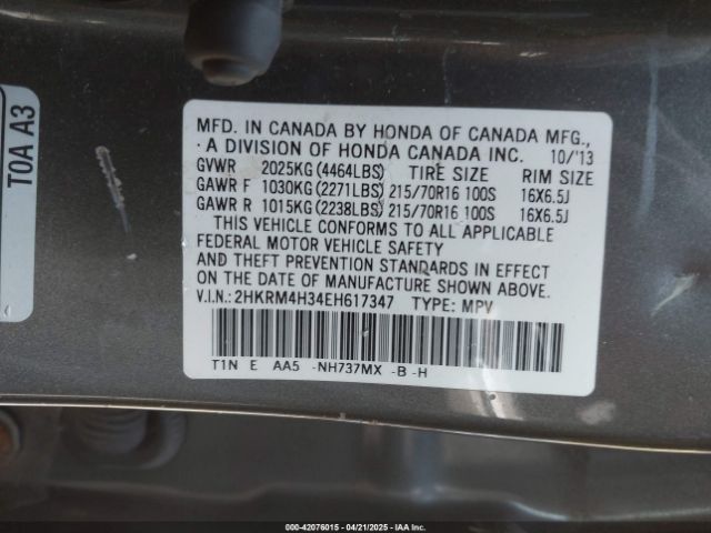 2HKRM4H34EH617347 Honda CR-V LX