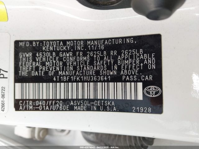 4T1BF1FK1HU363641 Toyota CAMRY SE