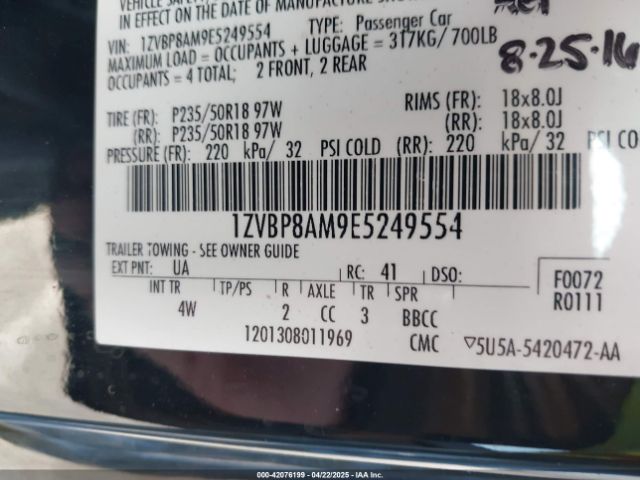 1ZVBP8AM9E5249554 Ford Mustang V6 Premium