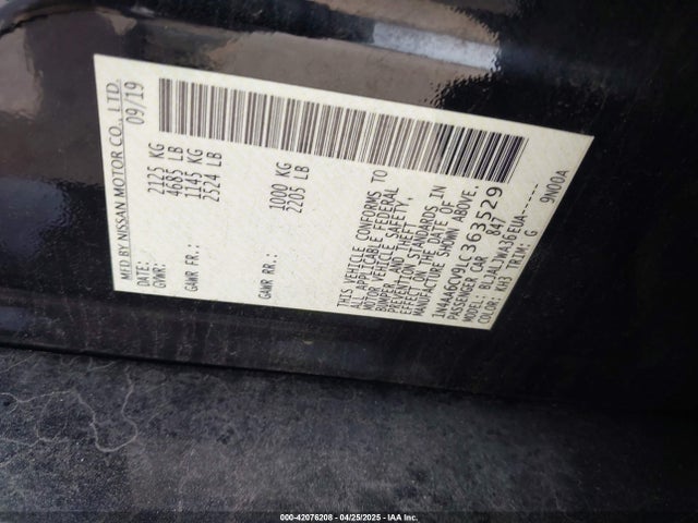 1N4AA6CV9LC363529 Nissan Maxima Sv Xtronic Cvt