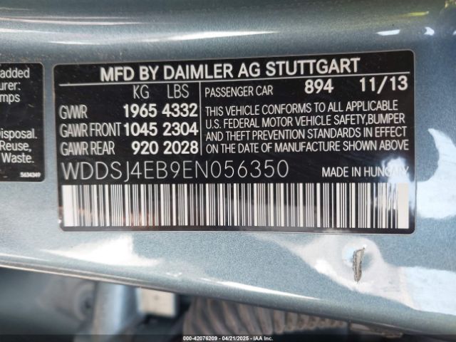 WDDSJ4EB9EN056350 Mercedes-Benz CLA 250
