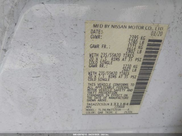 2020 NISSAN MURANO 5N1AZ2CS1LN131184 Photo 8