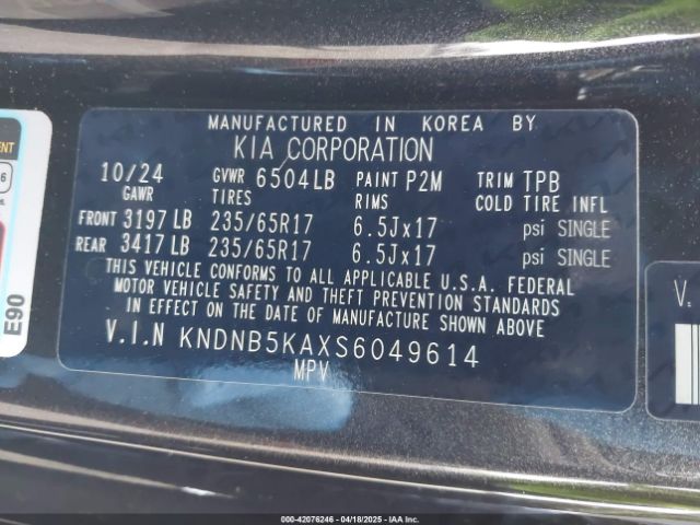 KNDNB5KAXS6049614 KIA Carnival Mpv Hybrid Lxs