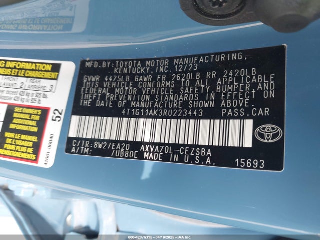 4T1G11AK3RU223443 Toyota CAMRY SE