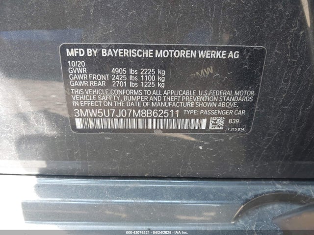 3MW5U7J07M8B62511 BMW 3 Series M340i