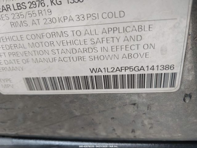 WA1L2AFP5GA141386 Audi flex fuel - e85
