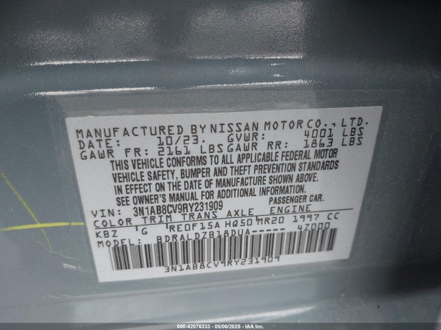 3N1AB8CV9RY231909 Nissan Sentra Sv Xtronic Cvt