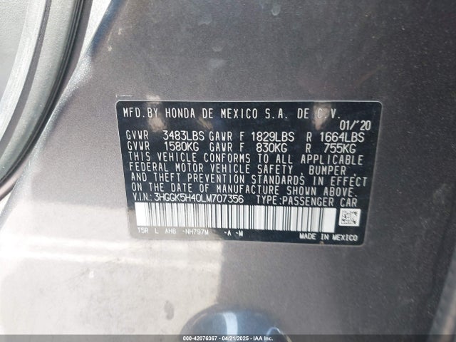 3HGGK5H40LM707356 Honda l15b1